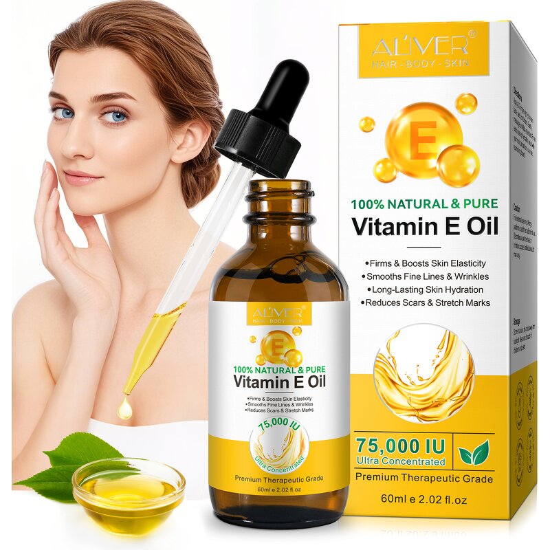 Vitamin E Oil - ALIVER 60ml Organic 100% Pure Face Body Moisturizing Serum