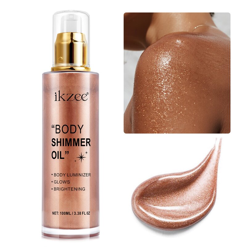 Body Oil Manufacturer - IKZEE 100ML Rose Gold Private Label Shimmer Glow Face