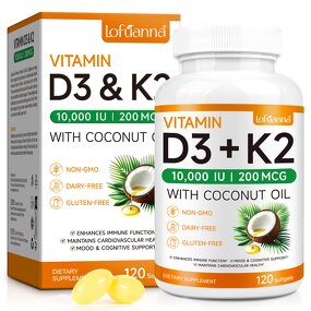 Softgel Manufacturer - Lofuanna Vitamin D3 K2 Vegan Coconut Oil Bone Health