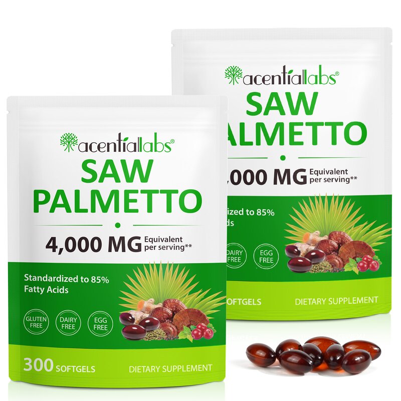 Softgel Manufacturer - Acentiallabs Saw Palmetto 300P Pumpkin Seed Oil Turmeric