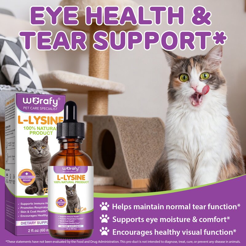 Pet Supplement - Worafy Cat L-Lysine 60ml Immune Tear Stain Chicken Flavor