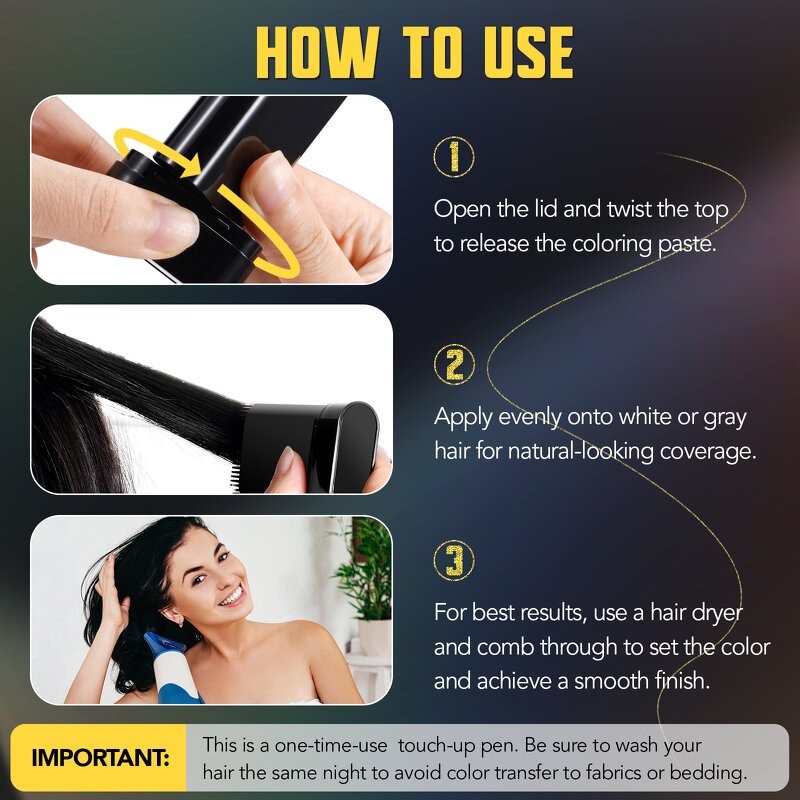 Hair Dye Stick - ELAIMEI 3 Colors Private Label Waterproof Sweat Proof Comb Wand