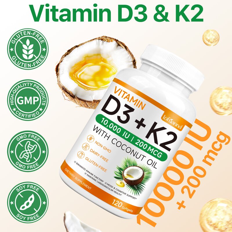 Softgel Manufacturer - Lofuanna Vitamin D3 K2 Vegan Coconut Oil Bone Health