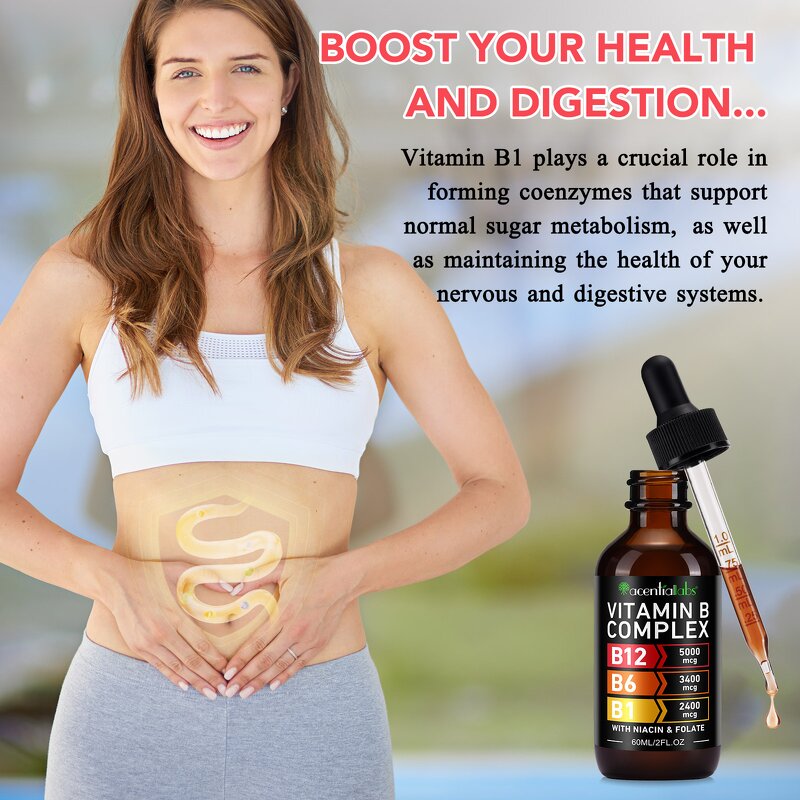 Liquid Drop Manufacturer - Acentiallabs Vitamin B Complex 60ml B12 B6 B1 Niacin