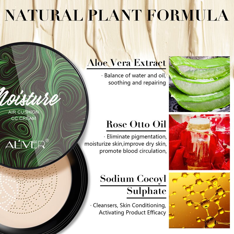 Cushion Foundation - Aliver Semi-Matte Lightweight Nourishing Elastic Glass Skin