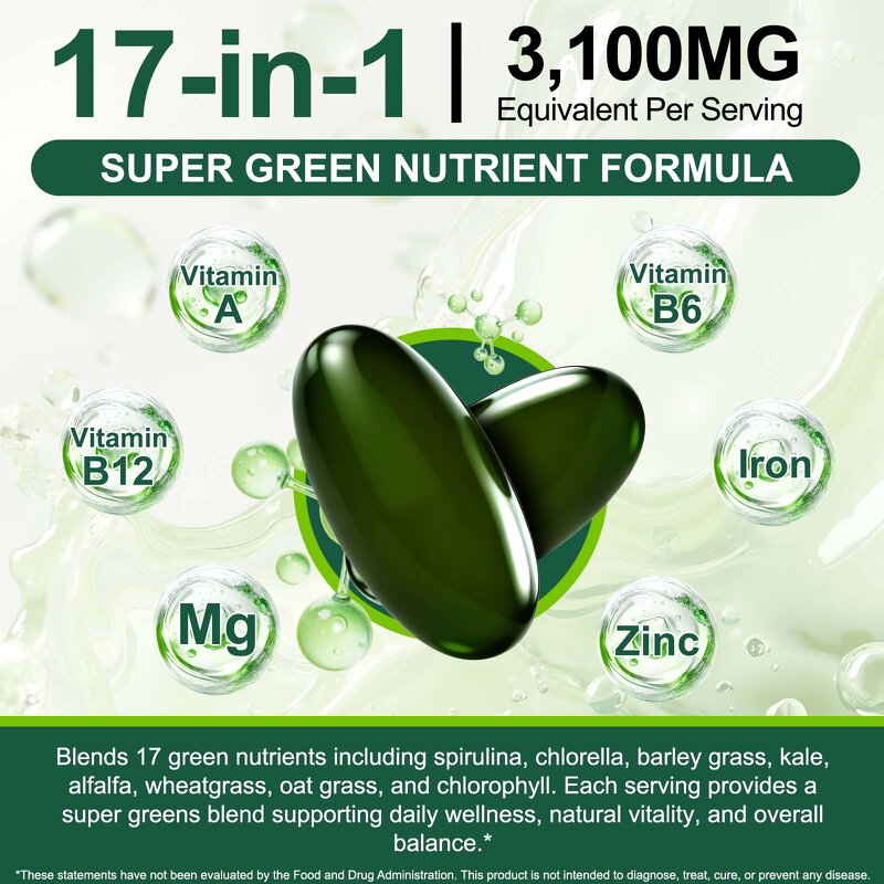 Softgel Manufacturer - AcentialLabs Spirulina 300p 17in1 Super Greens Energy