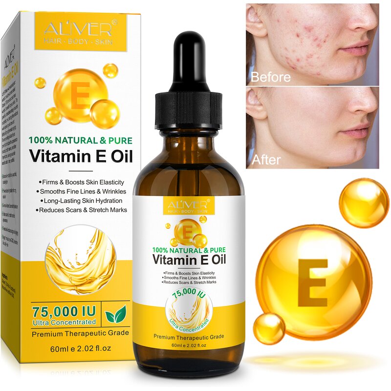 Vitamin E Oil - ALIVER 60ml Organic 100% Pure Face Body Moisturizing Serum