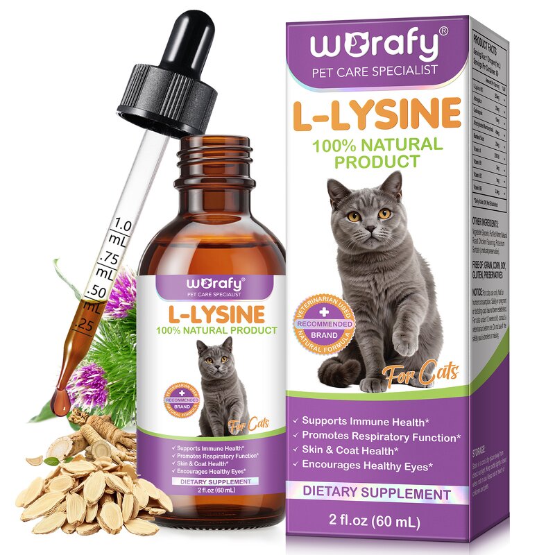 Pet Supplement - Worafy Cat L-Lysine 60ml Immune Tear Stain Chicken Flavor