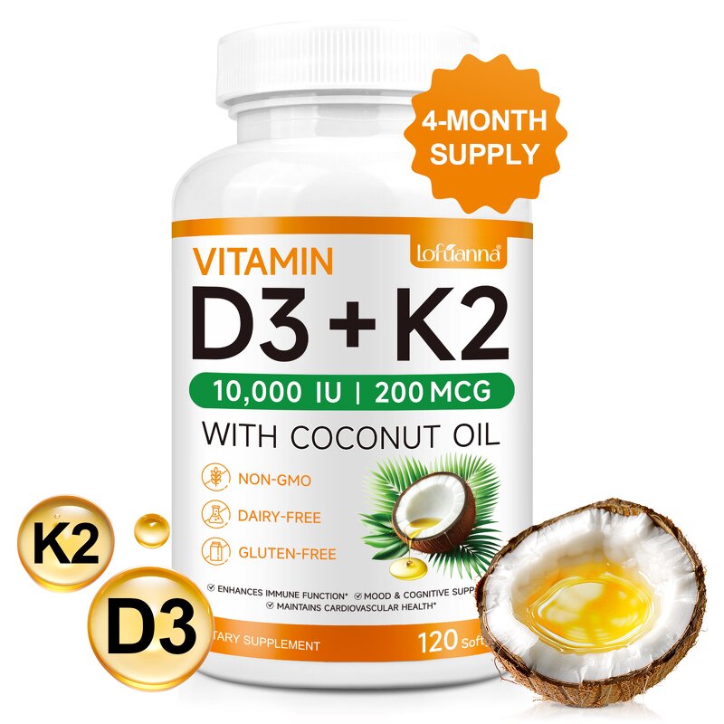 Softgel Manufacturer - Lofuanna Vitamin D3 K2 Vegan Coconut Oil Bone Health