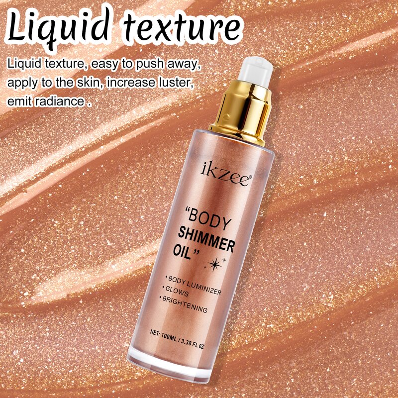 Body Oil Manufacturer - IKZEE 100ML Rose Gold Private Label Shimmer Glow Face