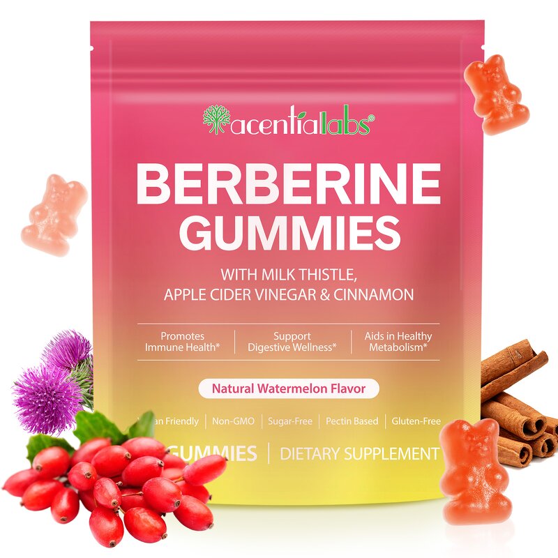 Gummy Manufacturer - Acentiallabs Berberine 60pcs Sugar Free ACV Cinnamon