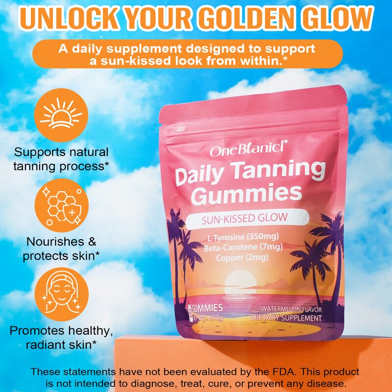 Gummy Manufacturer - OneBtanicl Tanning Glow Sun Kissed Indoor Outdoor Booster