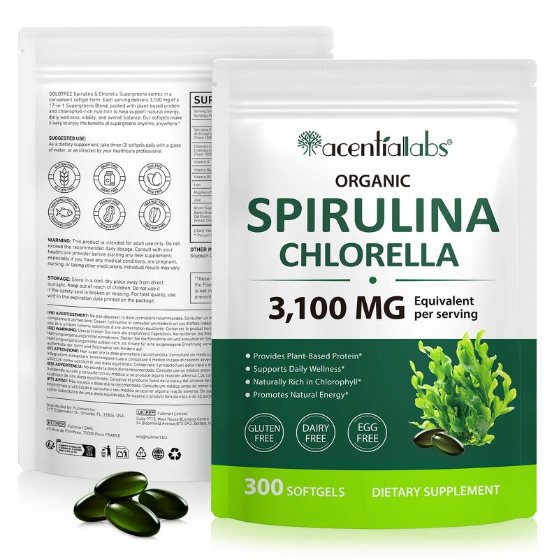Softgel Manufacturer - AcentialLabs Spirulina 300p 17in1 Super Greens Energy