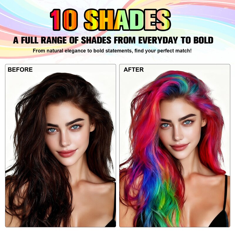 Hair Color Spray - ELAIMEI 120ML 10 Colors Safe Non-Toxic Party Temporary Dye