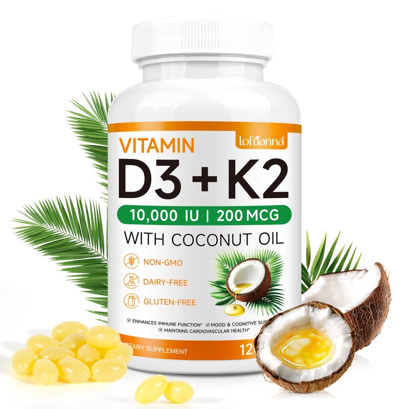 Softgel Manufacturer - Lofuanna Vitamin D3 K2 Vegan Coconut Oil Bone Health