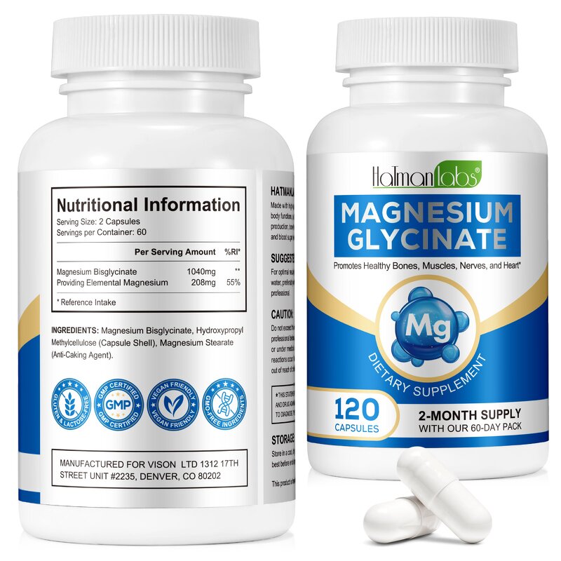 Capsule Manufacturer - Hatmanlabs Magnesium Glycinate 120p Bone Muscle Heart
