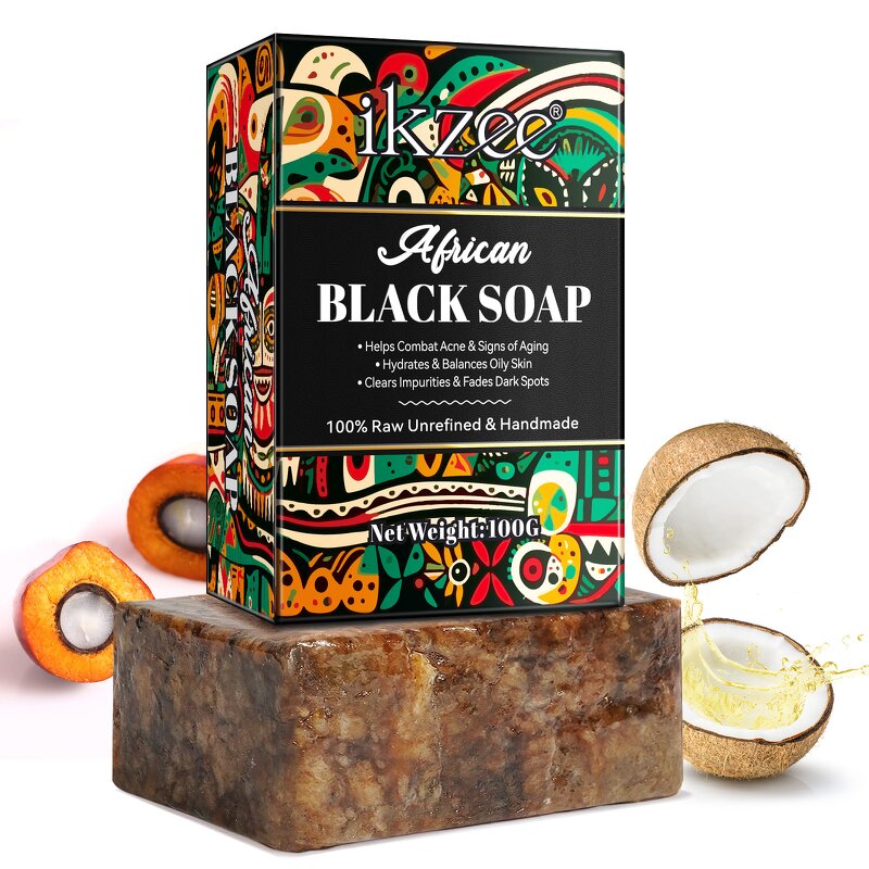 Soap Manufacturer - IKZEE African Black Soap 100g Organic Shea Acne Dark Spots Care
