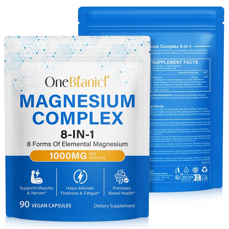 Capsule Manufacturer - OneBtanicl Magnesium 8-IN-1 1000mg Sleep Energy Muscle