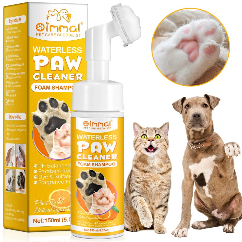 Dogs Feet Cleaner Fluid Cat Claw Washing Pets Foot Cleaning Waterless Paw Cleaner Foam Shampoo With Enhanced Silicone Scrubber