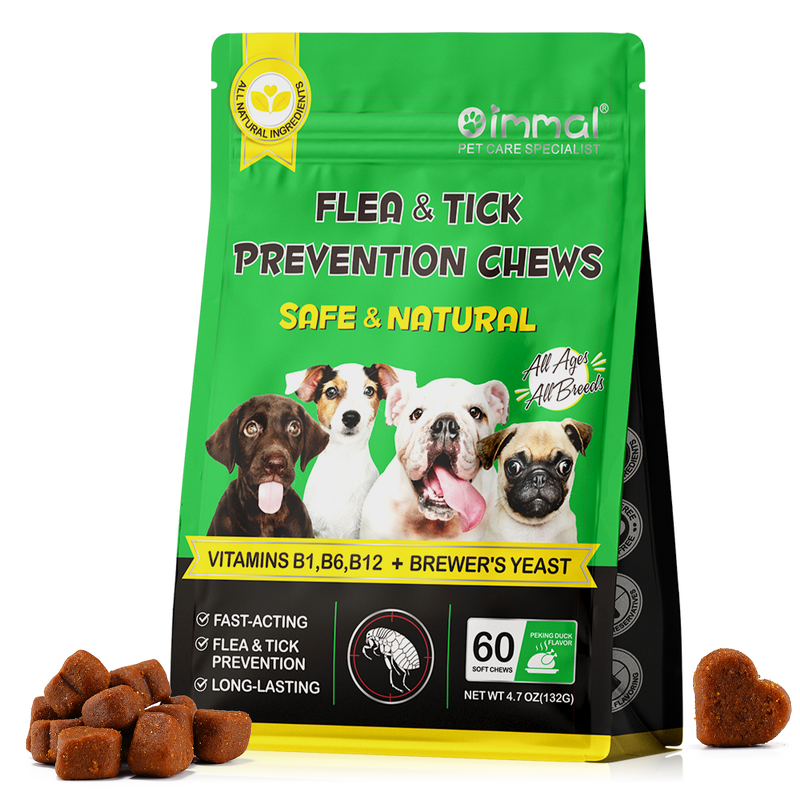 Pet Chews - Oimmal 60 Soft Flea Tick Control Prevention Natural Dog Treats
