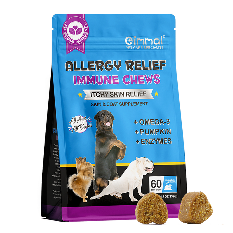 Pet Chews - Oimmal 60 Soft Itchy Skin Allergy Omega-3 Probiotic Dog Treats
