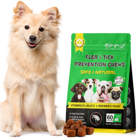 Pet Chews - Oimmal 60 Soft Flea Tick Control Prevention Natural Dog Treats