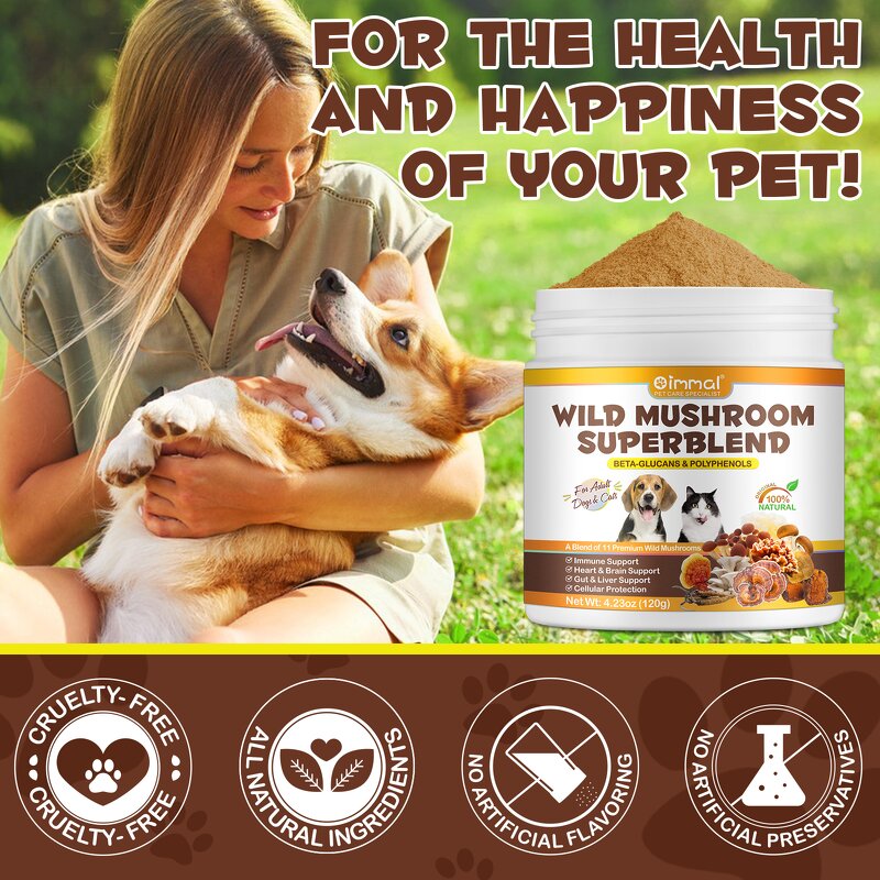 Pet Supplement - OIMMAI 120g Organic Mushroom Extract Immune Dogs Cats