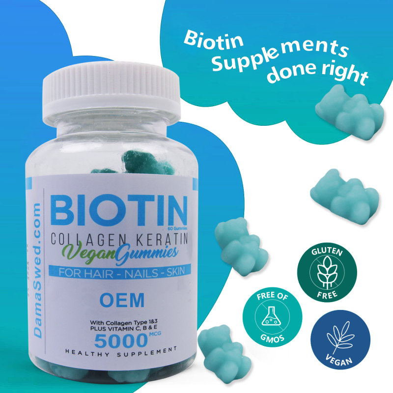 Hair Growth Gummies Factory - Hot Selling Biotin Collagen Anti-Aging