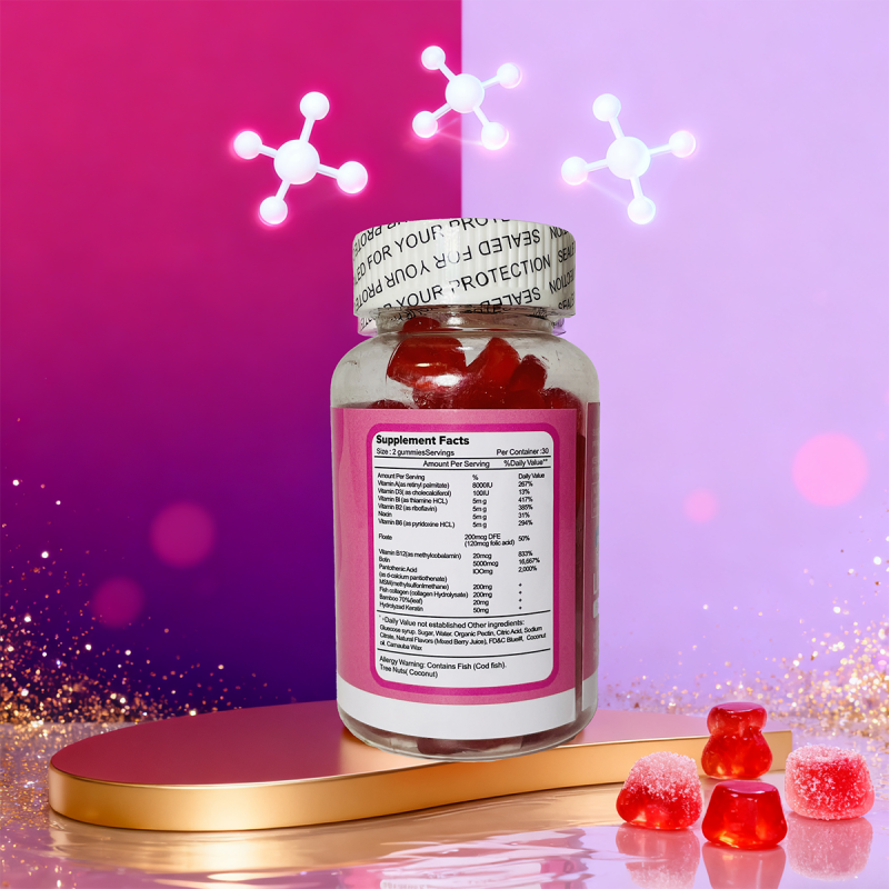 Strawberry Biotin Gummies Factory - OEM ODM Hair Nail Skin Women