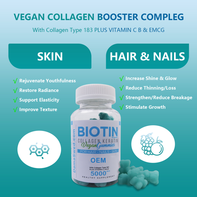 Hair Growth Gummies Factory - Hot Selling Biotin Collagen Anti-Aging