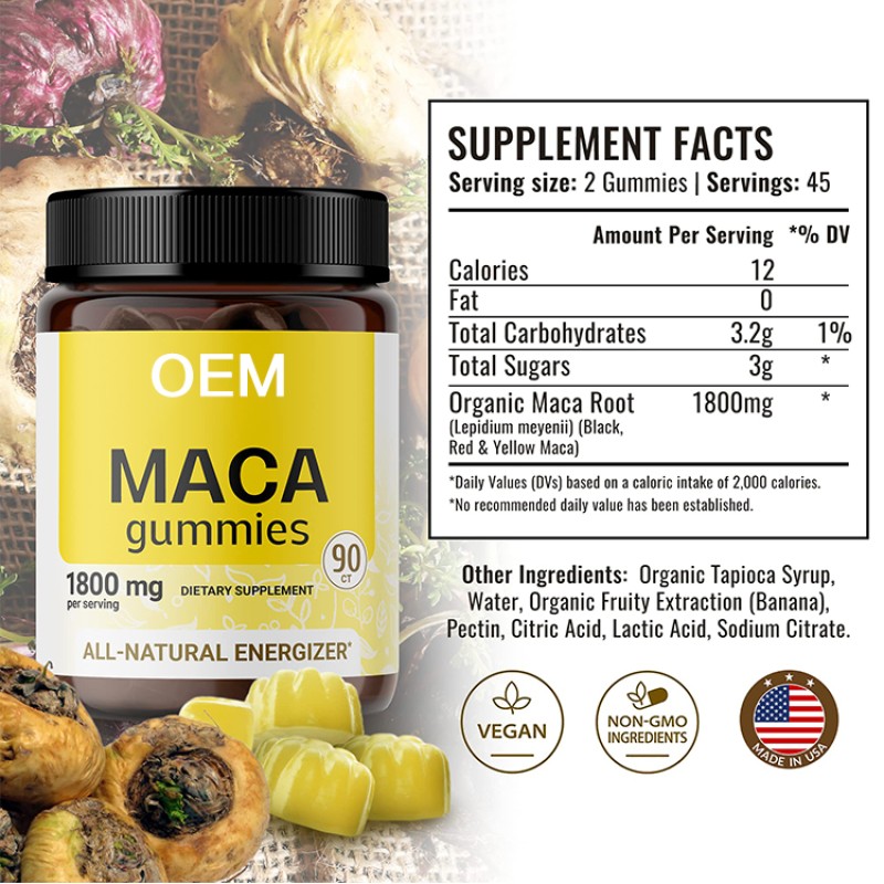 Maca Herb Extract Gummies Factory - OEM Custom Private Label