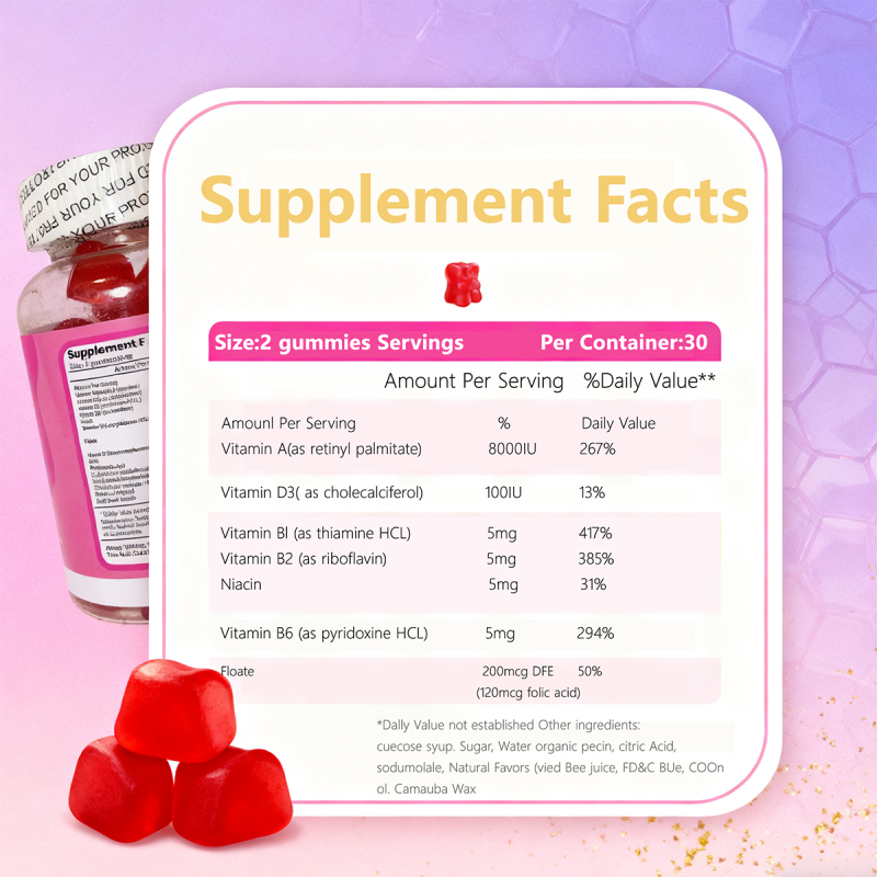 Strawberry Biotin Gummies Factory - OEM ODM Hair Nail Skin Women