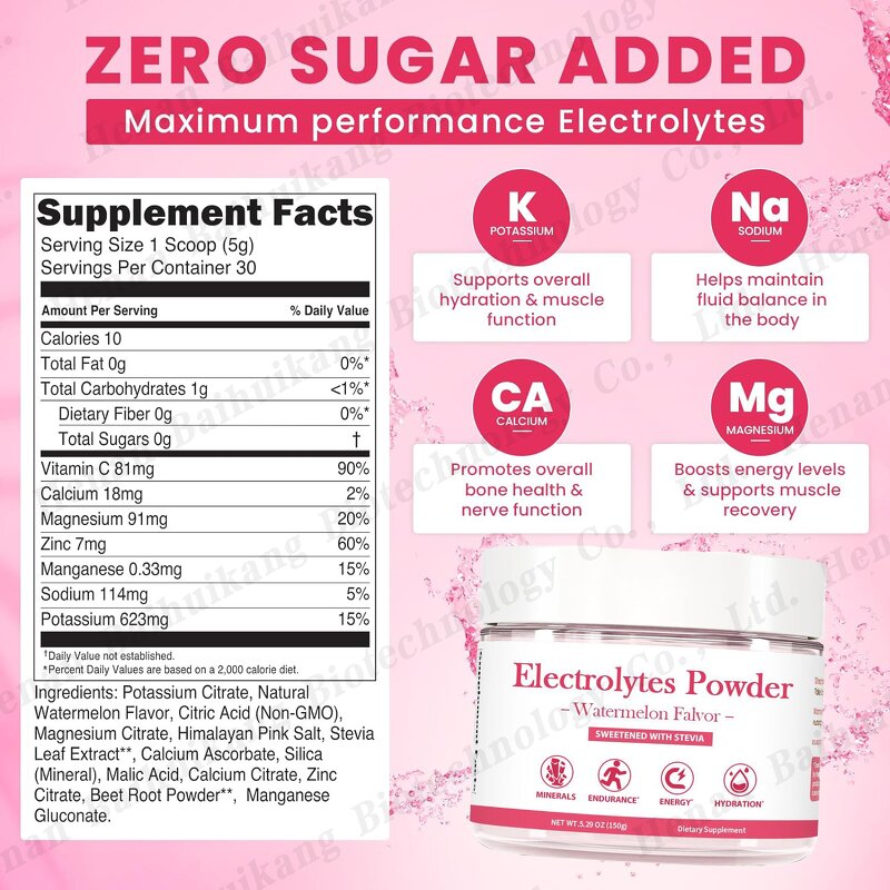 Electrolyte Powder Manufacturer - Customizable Watermelon Vegan Energy Drink