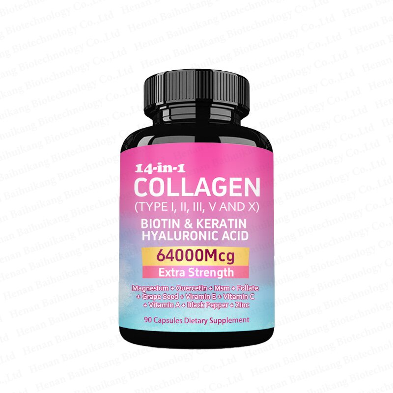 Multi Collagen Capsules Manufacturer - with Biotin Peptides Types I, II, III, V, X