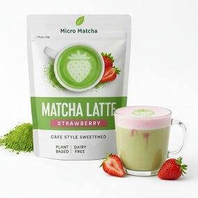 Matcha Latte - Manufacturer - Strawberry Organic Vegan Dairy Free 150g 15 Servings Bag