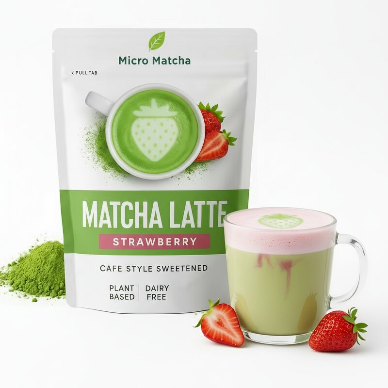 Matcha Latte - Manufacturer - Strawberry Organic Vegan Dairy Free 150g 15 Servings Bag