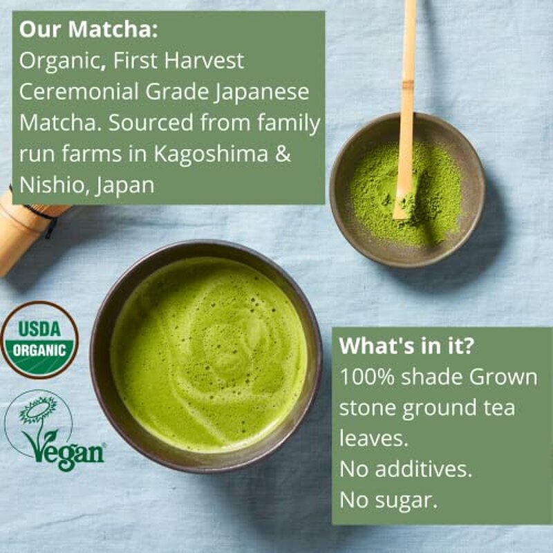 Matcha Powder - Manufacturer - KENKO USDA Organic Ceremonial Grade 100g 50 Servings Bag