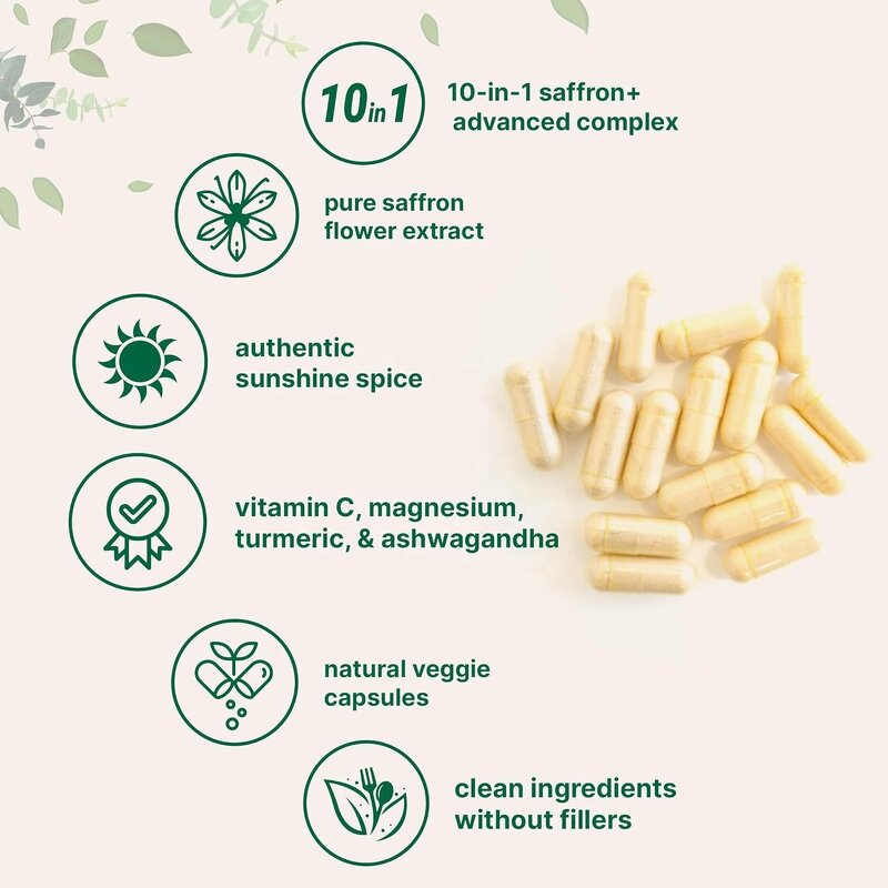 Saffron Capsules - Manufacturer - Food Grade Natural Herbal Eye Health Mood Support Bottle