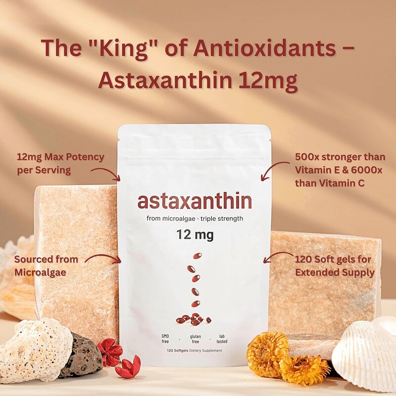 Astaxanthin Softgels - Manufacturer - Micro Ingredients 99% Purity 12mg 24mg Skin Whitening