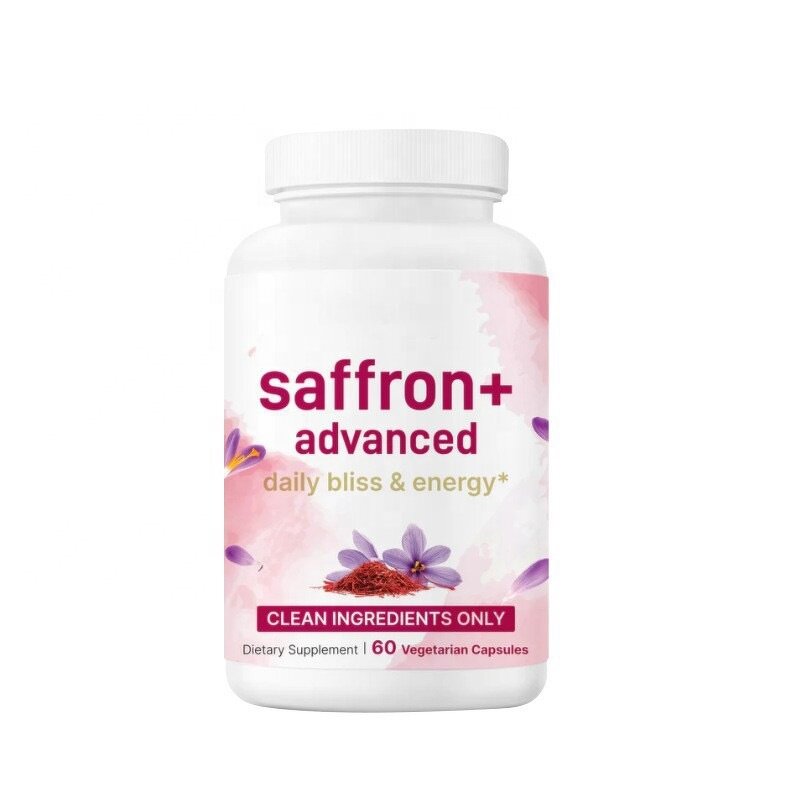 Saffron Capsules - Manufacturer - Food Grade Natural Herbal Eye Health Mood Support Bottle