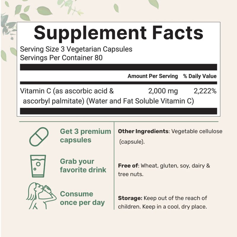 Vitamin C - Manufacturer - Micro Ingredients Pure 2,000mg Dietary Supplement