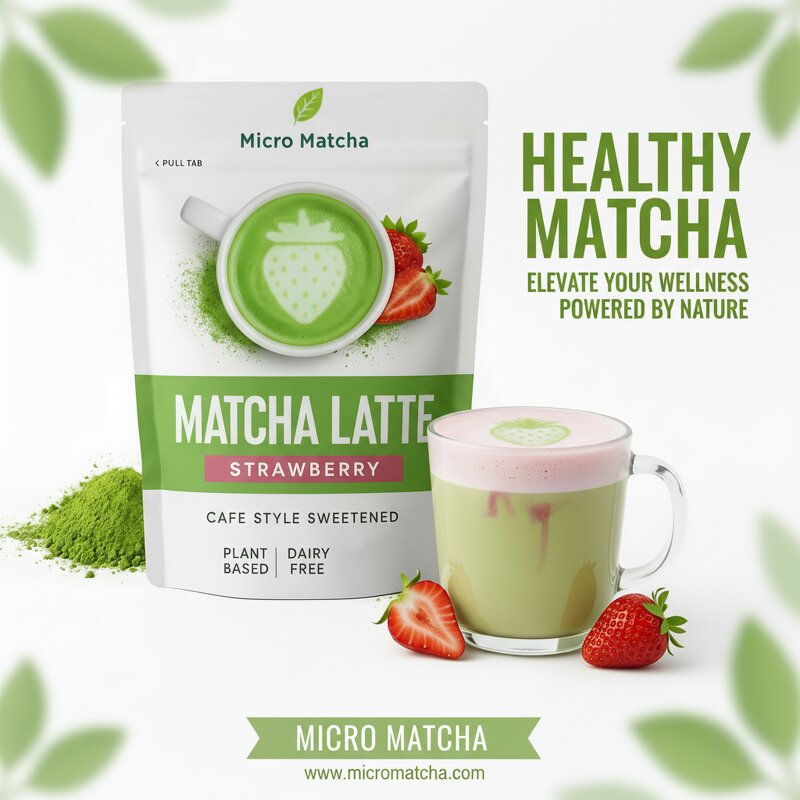 Matcha Latte - Manufacturer - Strawberry Organic Vegan Dairy Free 150g 15 Servings Bag