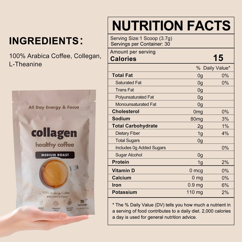 Collagen Coffee - Manufacturer - OEM Vanilla Keto Non-Dairy Adult Enhancer Bag