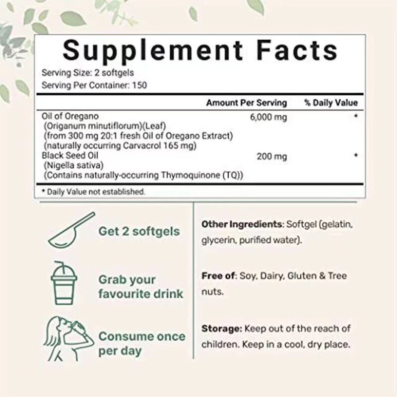 Oil of Oregano Softgels Manufacturer - OEM 300 Count 2-in-1 with Black Seed Oil