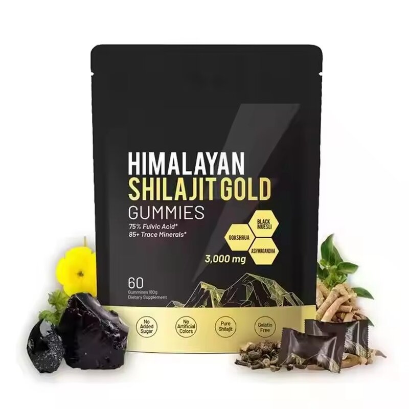 Shilajit Gummies Manufacturer - OEM HEYNATURE Pure Himalayan with Ashwagandha, 60 Gummies