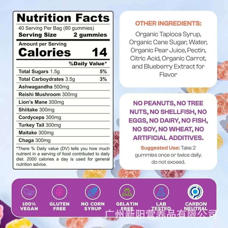 Mushroom Gummies Manufacturer - Private Label 8 in 1 Organic Lions Mane for Memory & Energy