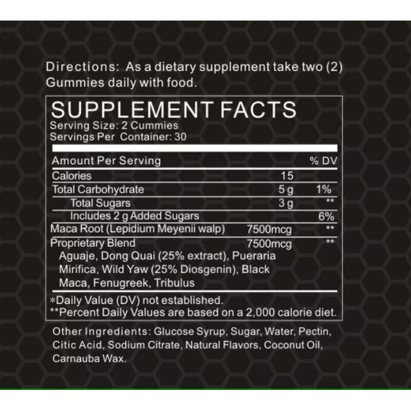 Male Enhancement Gummies - Manufacturer - OEM 3-Inch Growth Ashwagandha 60ct