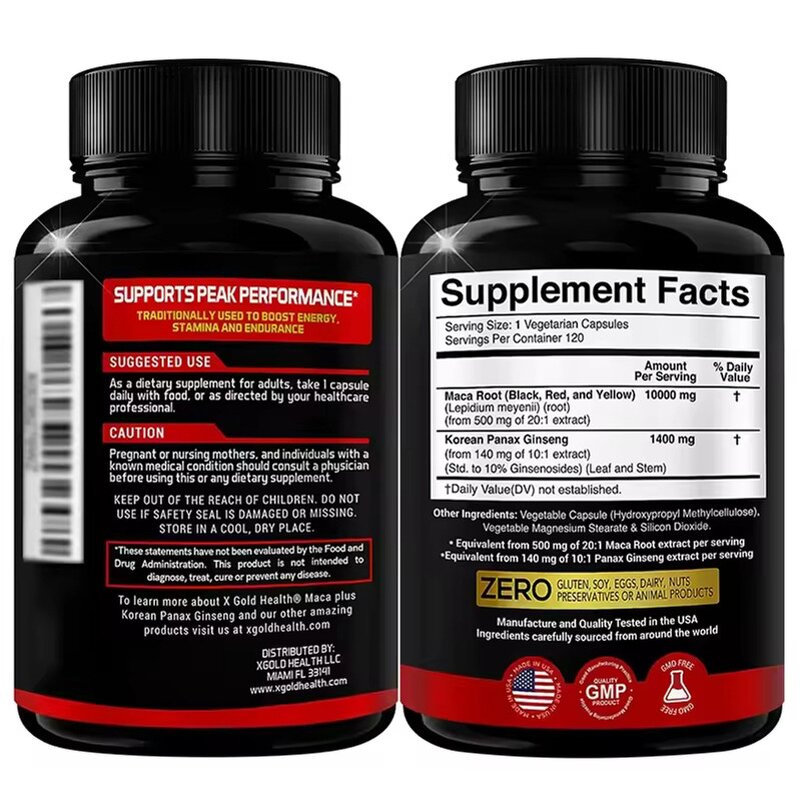 Maca Capsules - Manufacturer - OEM Organic Black Red Yellow All Ages