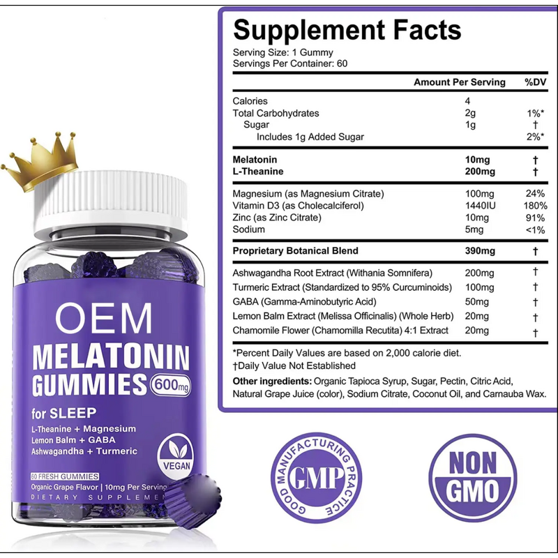Melatonin Gummies - Manufacturer - OEM/OBM/ODM Vegan Sleep Gummy Bears
