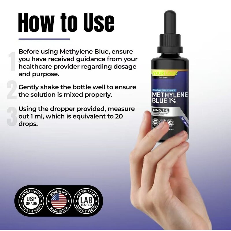 Methylene Blue Drops - Manufacturer - USP Grade 1% Brain Function Cognitive Health